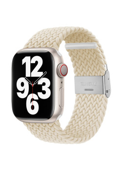 Curea Smartwatch compatibila Apple Watch 1/2/3/4/5/6/7/8/9/SE/SE 2 38/40/41mm, Nailon W032, Star Light