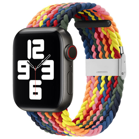 Curea Smartwatch compatibila Apple Watch 1/2/3/4/5/6/7/8/9/SE/SE 2 38/40/41mm, Nailon W032, Colorful Pink