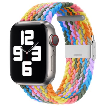 Curea Smartwatch compatibila Apple Watch 1/2/3/4/5/6/7/8/9/SE/SE 2 38/40/41mm, Nailon W032, Heartbeat Purple