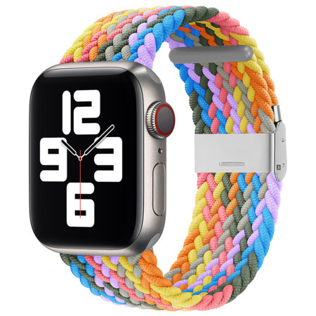 Curea Smartwatch compatibila Apple Watch 1/2/3/4/5/6/7/8/9/SE/SE 2 38/40/41mm, Nailon W032, Heartbeat Purple