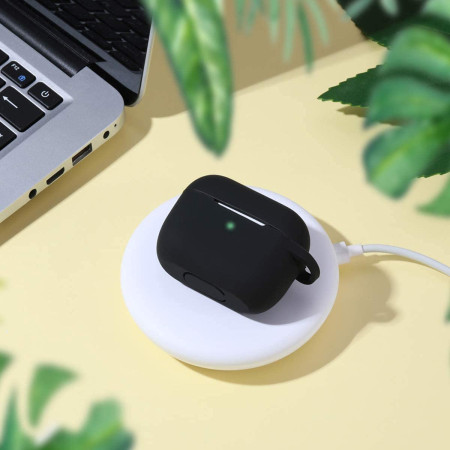 Husa compatibila Apple AirPods 3, Silicone, Smooth Ultrathin, Black