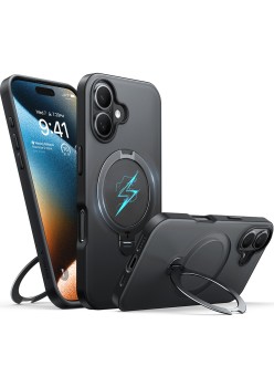 Husa pentru iPhone 16 - Torras Ostand Spin Series - Black