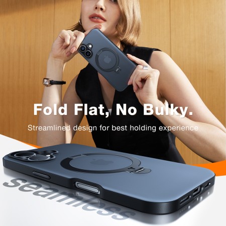 Husa pentru iPhone 16 - Torras Ostand Spin Series - Black