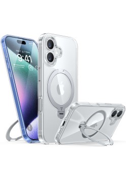 Husa pentru iPhone 16 - Torras Ostand Spin Series - Clear