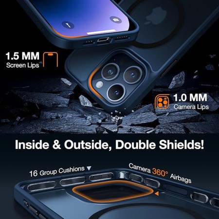 Husa pentru iPhone 15 Pro - Torras Guardian Magnetic Series - Navy Blue