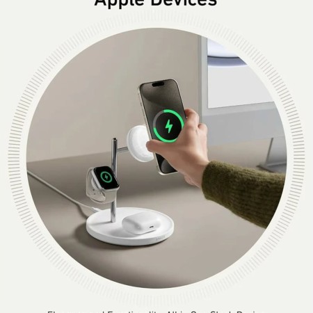 Statie de Alimentare pentru iPhone, AirPods Pro si iWatch, 15W + Incarcator si Cablu Type-C, 40W - Anker (B25M3321) - White