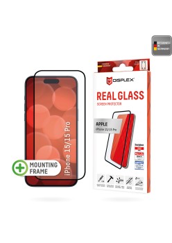 Folie pentru iPhone 15 / 15 Pro - Displex Real Glass Full Cover - Black