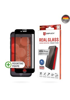 Folie pentru iPhone 6 / 6S / 7 / 8 / SE 2, SE 2020 / SE 3, SE 2022 - Displex Real Glass Privacy Full Cover - Black