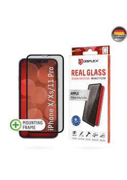 Folie pentru iPhone X / XS / 11 Pro - Displex Real Glass Privacy Full Cover - Black