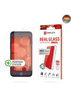 Folie pentru iPhone 6 / 6S / 7 / 8 / SE 2, SE 2020 / SE 3, SE 2022 - Displex Real Glass + Case - Clear