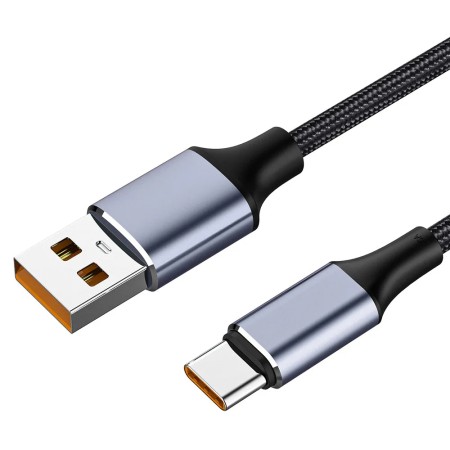 Cablu de date USB to Type-C, Super Fast Charging, 100W, 480Mbps, 6A - Techsuit (PCB018) - Black