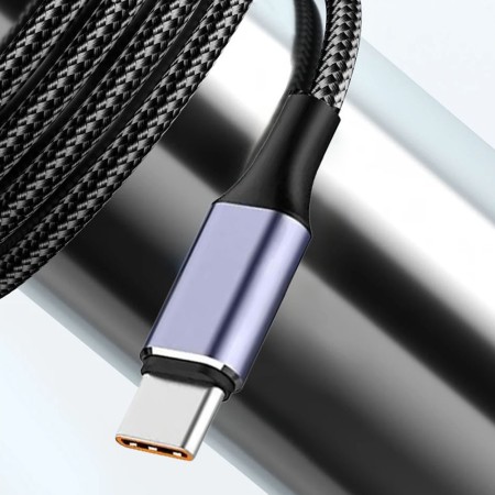 Cablu de date USB to Type-C, Super Fast Charging, 100W, 480Mbps, 6A - Techsuit (PCB018) - Black
