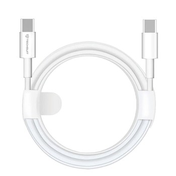 Cablu de date Type-C to Type-C, Fast Charging, 60W, 480Mbps, 1m - Techsuit (PCB130) - White