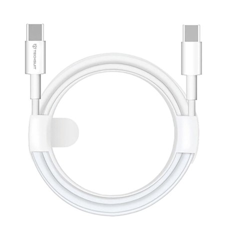 Cablu de date Type-C to Type-C, Fast Charging, 60W, 480Mbps, 1m - Techsuit (PCB130) - White