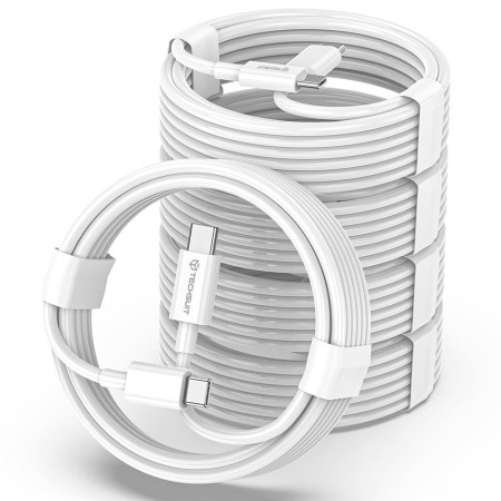 Cablu de date Type-C to Type-C, Fast Charging, 60W, 480Mbps, 1m - Techsuit (PCB130) - White