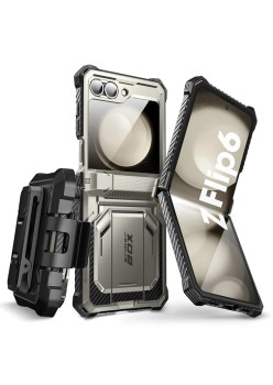 Husa pentru Samsung Galaxy Z Flip6 + Folie - I-Blason Armorbox - Titan Gray