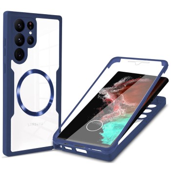 Husa pentru Samsung Galaxy S22 Ultra 5G + Folie - Techsuit ColorVerse 360 MagSafe Series - Blue