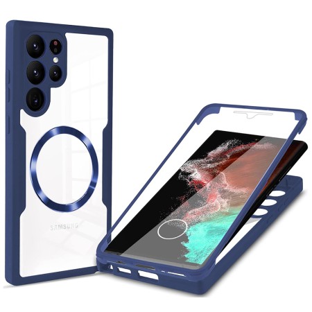 Husa pentru Samsung Galaxy S22 Ultra 5G + Folie - Techsuit ColorVerse 360 MagSafe Series - Blue