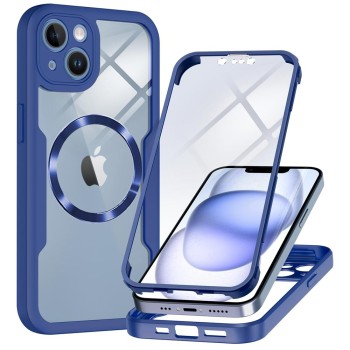 Husa pentru iPhone 14 cu Folie, ColorVerse 360 MagSafe, Blue