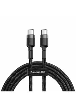 Cablu de Date Tip-C la Tip-C, 60W, 3A, 2m, Baseus Cafule, Gray / Black