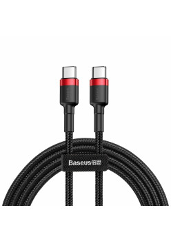 Cablu de Date Tip-C la Tip-C, 3A, 1m, Baseus Cafule, Red / Black
