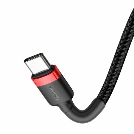 Cablu de Date Tip-C la Tip-C, 3A, 1m, Baseus Cafule, Red / Black