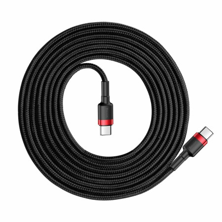 Cablu de Date Tip-C la Tip-C, 3A, 1m, Baseus Cafule, Red / Black