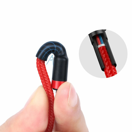 Cablu de Date Tip-C la Tip-C, 3A, 1m, Baseus Cafule, Red / Black