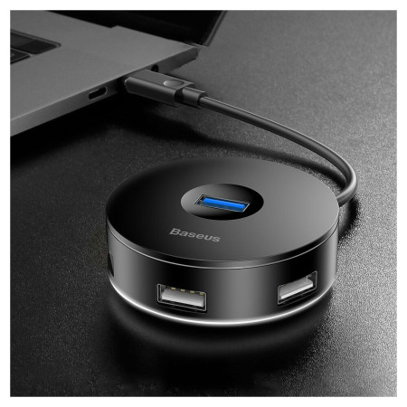 Hub USB 3.0 la USB 3.0, 3x USB 2.0 Baseus, Black