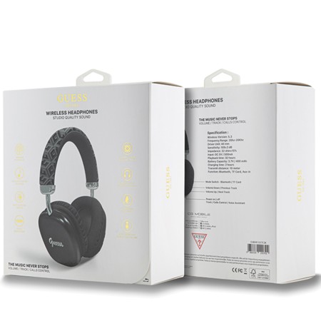 Casti Bluetooth Over-ear Headset, 400mAh - Guess GCUBE Metallic Script Logo (GUBHK1GCTCSK) - Light Blue Gray