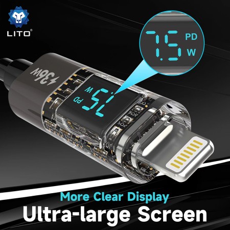 Cablu de Date cu Mufe Lightning, Type-C 100W, 1.2m - Lito - Black