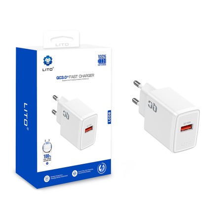 Incarcator pentru Priza EU, USB, 18W - Lito - Alb