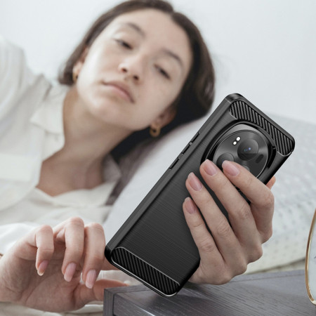Husa Carbon compatibila Honor Magic 6 Pro, Tech Protects, Negru