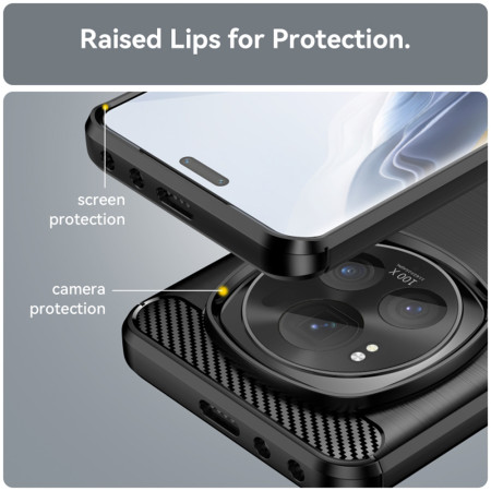 Husa Carbon compatibila Honor Magic 6 Pro, Tech Protects, Negru