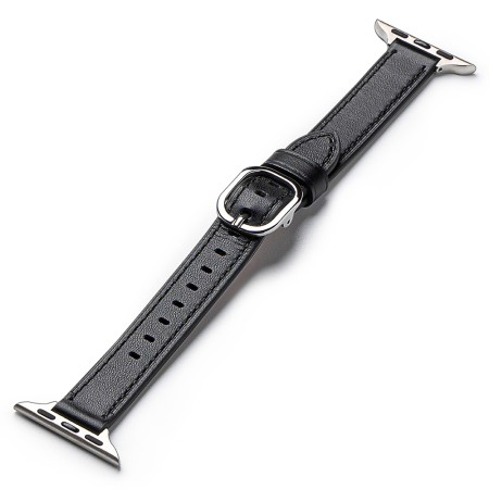 Curea pentru Apple Watch 1/2/3/4/5/6/7/8/9/SE/SE 2 (38/40/41mm) - Ringke Leather One Slim - Black