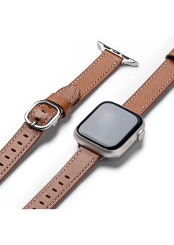 Curea pentru Apple Watch 1/2/3/4/5/6/7/8/9/SE/SE 2 (38/40/41mm) - Ringke Leather One Slim - Brown