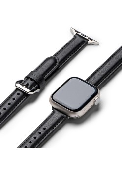 Curea pentru Apple Watch 1/2/3/4/5/6/7/8/9/SE/SE 2 (38/40/41mm) - Ringke Leather One Padded Slim - Black