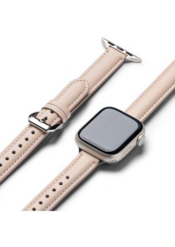 Curea pentru Apple Watch 1/2/3/4/5/6/7/8/9/SE/SE 2 (38/40/41mm) - Ringke Leather One Padded Slim - Cozy Pink