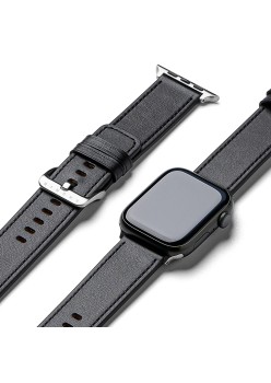 Curea pentru Apple Watch 1/2/3/4/5/6/7/8/9/SE/SE 2/Ultra/Ultra 2 (42/44/45/49mm) - Ringke Leather One Basic - Black