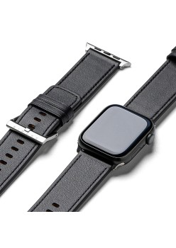 Curea pentru Apple Watch 1/2/3/4/5/6/7/8/9/SE/SE 2/Ultra/Ultra 2 (42/44/45/49mm) - Ringke Leather One Basic Bold - Black