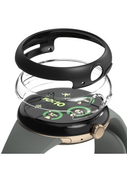 Husa pentru Google Pixel Watch 3 41mm + Folie (set 2) - Ringke Slim - Clear / Matte Black