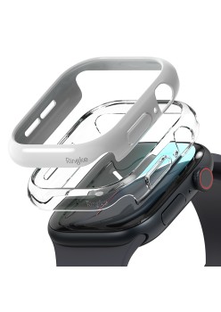 Husa pentru Apple Watch 10 46mm + Folie (set 2) - Ringke Slim - Clear / Light Gray