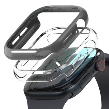 Husa pentru Apple Watch 10 46mm + Folie (set 2) - Ringke Slim - Clear / Dark Gray