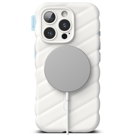 Husa pentru iPhone 16 Pro - Macaron Silicone MagSafe - White