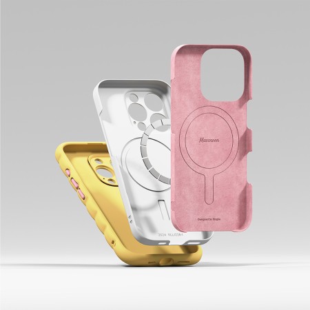 Husa pentru iPhone 16 Pro - Macaron Silicone MagSafe - White