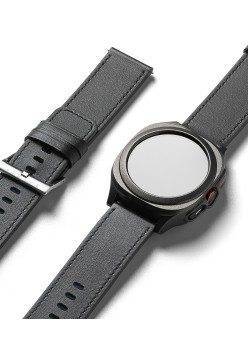 Curea pentru Fossil Hybrid 24mm / Mobvoi TicWatch Pro 5 / Suunto 9 / Suunto 9 Baro / Suunto D5 - Ringke Leather One Basic Bold - Black