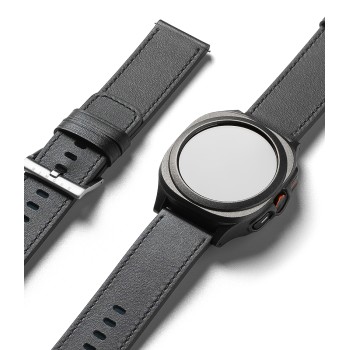 Curea pentru Fossil Hybrid 24mm / Mobvoi TicWatch Pro 5 / Suunto 9 / Suunto 9 Baro / Suunto D5 - Ringke Leather One Basic Bold - Black