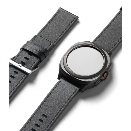 Curea pentru Fossil Hybrid 24mm / Mobvoi TicWatch Pro 5 / Suunto 9 / Suunto 9 Baro / Suunto D5 - Ringke Leather One Basic Bold - Black