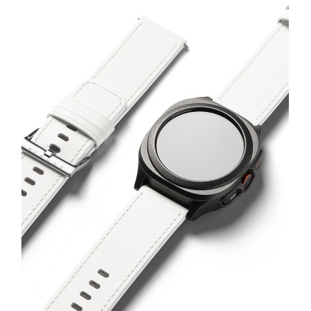 Curea pentru Fossil Hybrid 24mm / Mobvoi TicWatch Pro 5 / Suunto 9 / Suunto 9 Baro / Suunto D5 - Ringke Leather One Basic Bold - White