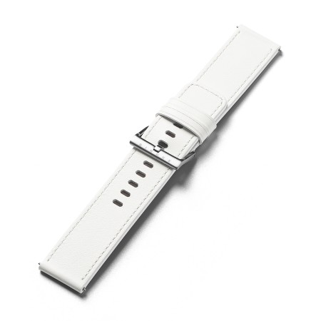 Curea pentru Fossil Hybrid 24mm / Mobvoi TicWatch Pro 5 / Suunto 9 / Suunto 9 Baro / Suunto D5 - Ringke Leather One Basic Bold - White